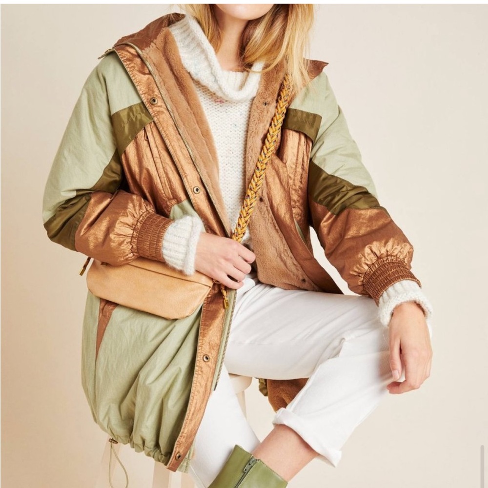 Anthropologie Adirondack Metallic Parka Jacket